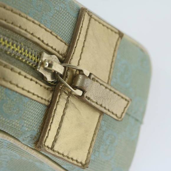 GUCCI GG Canvas Hand Bag Light Blue Gold Tone Auth ac2720 - Picture 10 of 16